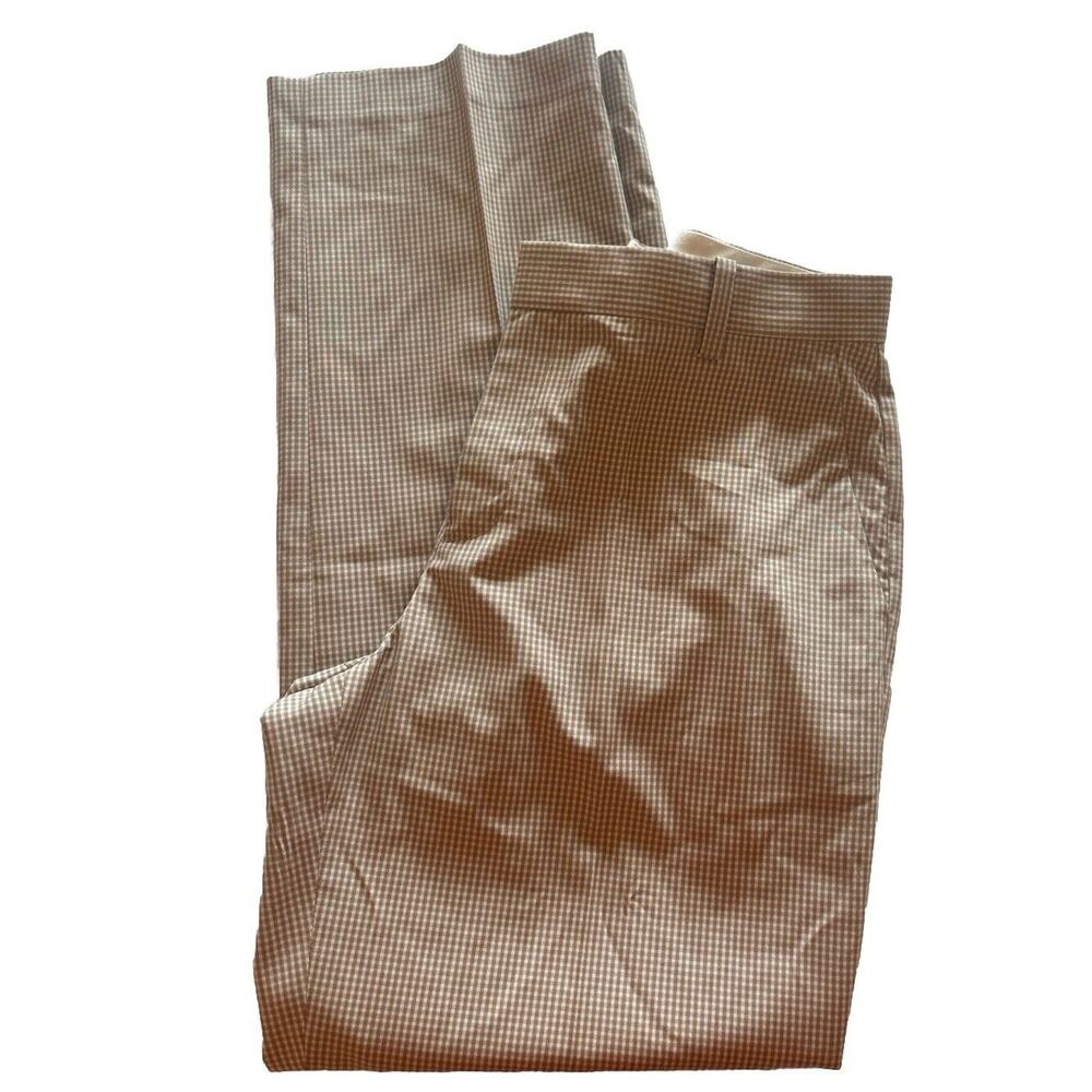 Adidas Adipure Men’s Golf Pants 34x32 Brown White Check Performance Flat Front‎